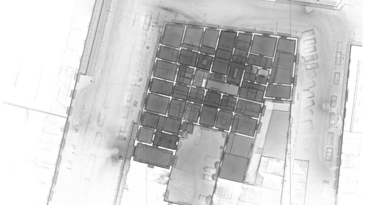Nuvola di punti complessiva in scala vista dall'alto