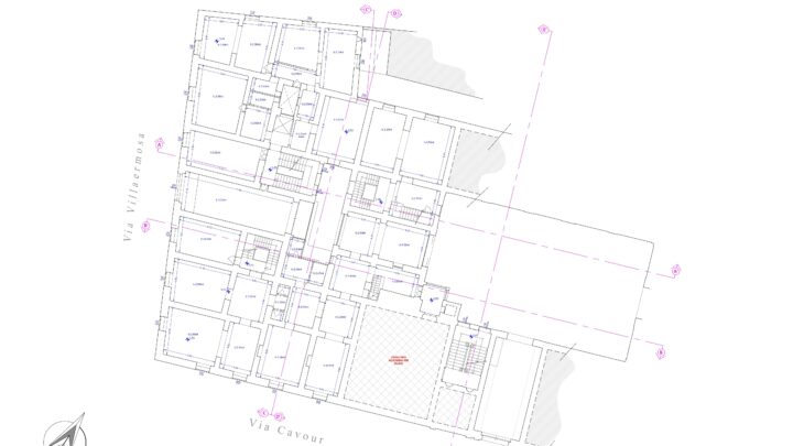 Tavola grafica rappresentativa della pianta piano ammezzato tra terreno e 1°