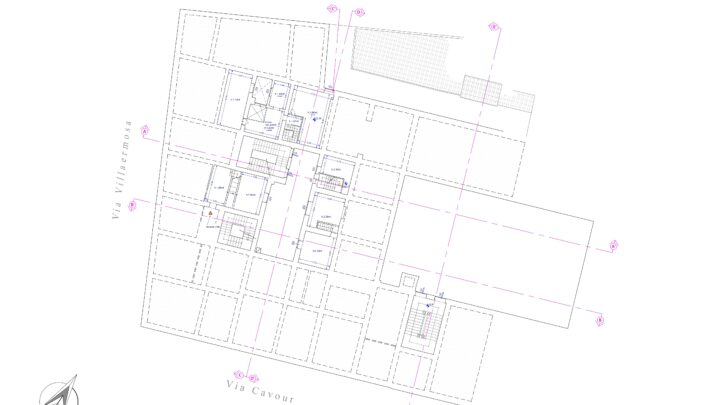 Tavola grafica rappresentativa della pianta piano ammezzato tra 1° e 2°